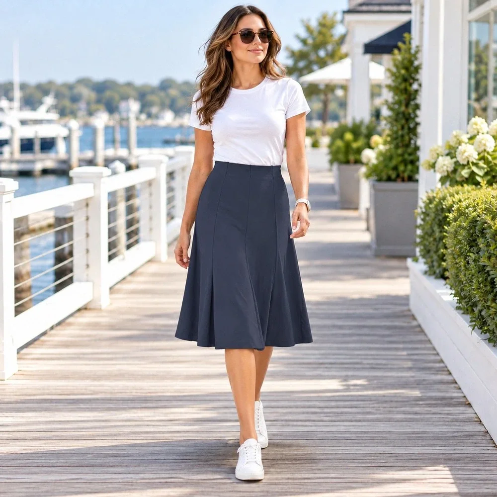 Lauren Ralph Lauren Black Rayon A-Line Skirt XL Old Money Preppy Office